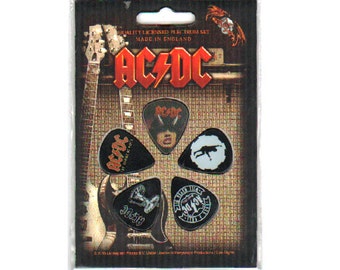 AC/DC  x 5 Guitar Picks /plectrum set in a pack.  Officially licensed.  Rock music