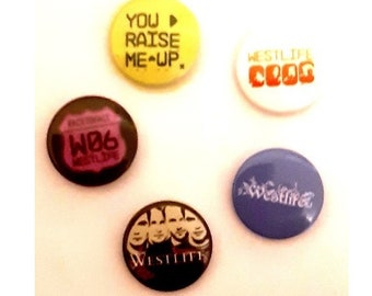 WESTLIFE x  5 pinback buttonss: from a vintage  tour,  button badges.