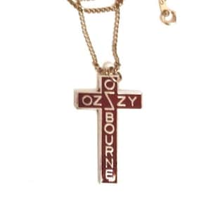 Ozzy Osbourne vintage Red Cross shaped necklace, neckchain, original 1980&#39;s