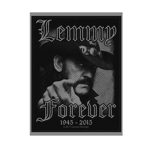 May include: Black and white image of a musician with the text "Lemmy Forever 1945 - 2015" and a copyright symbol with "2017 Lemmy Kilmister".