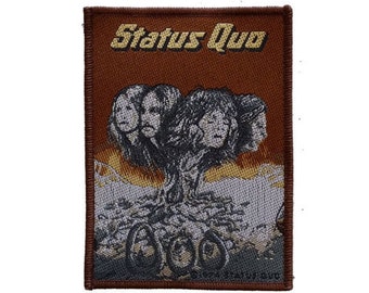 STATUS QUO patch:  'Quo' ,  from the LP cover .  Band members woven sew on patch.  Rick Parfitt, Francis Rossi.