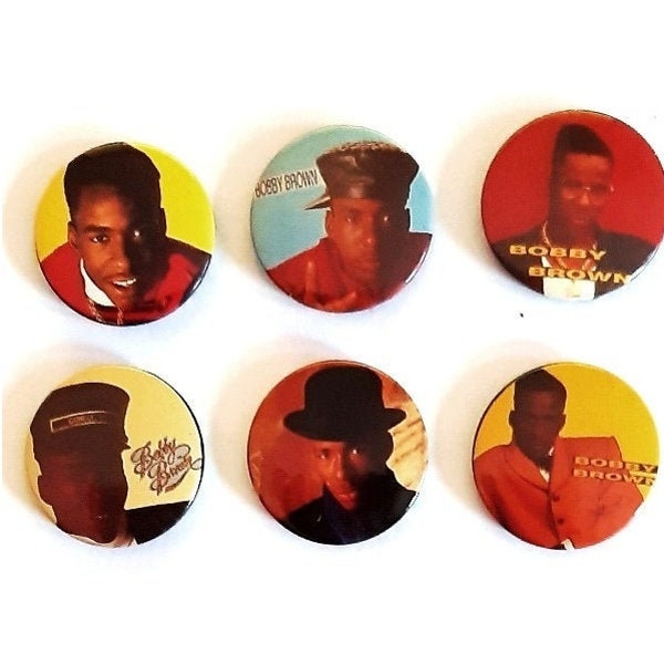 Bobby Brown  x 6 new 1" inch (25mm)  button badges.  Officially licensed, hip hop and R & B singer
