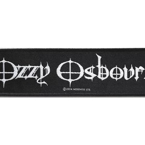 OZZY OSBOURNE patch:  vintage jumbo sew on patch   woven super strip sew on patch.