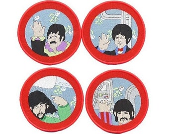 Patches: BEATLES  Yellow submarine set of 4 official woven sew on patches.  Paul, George, Ringo, John.