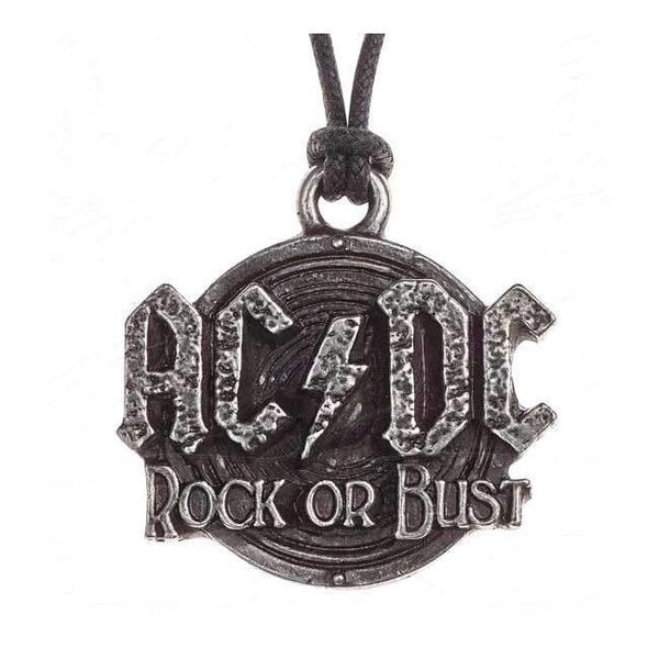 AC/DC  'Rock or Bust' logo pendant necklace:  official Alchemy, made in England , pendant with cord.