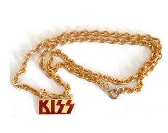 KISS LOGO Necklace 1980 Aucoin Management Inc. 1980, new, vintage, rare
