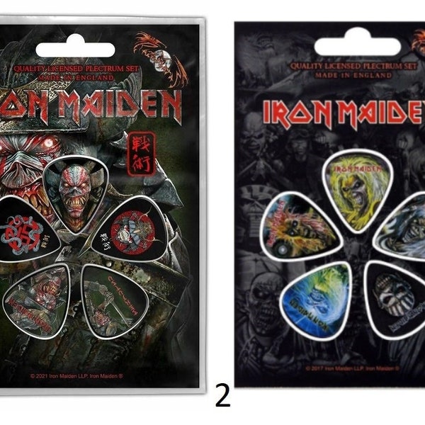 Iron Maiden plectrums x 5 Guitar picks/  plectrum set with backing card. Licensed