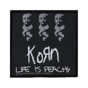 KORN patch:  'Life is Peachy'  sew on woven patch vintage from 1996.
