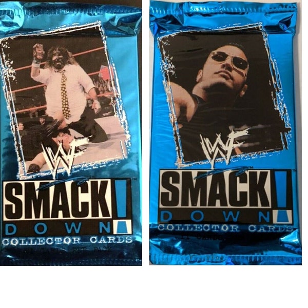 WWF : You Choose Smack Down Wrestling Collector Cards 1999 -New and sealed. - WF pack of 7,  or 11, or both! Includes Chromium, 22kt cards,