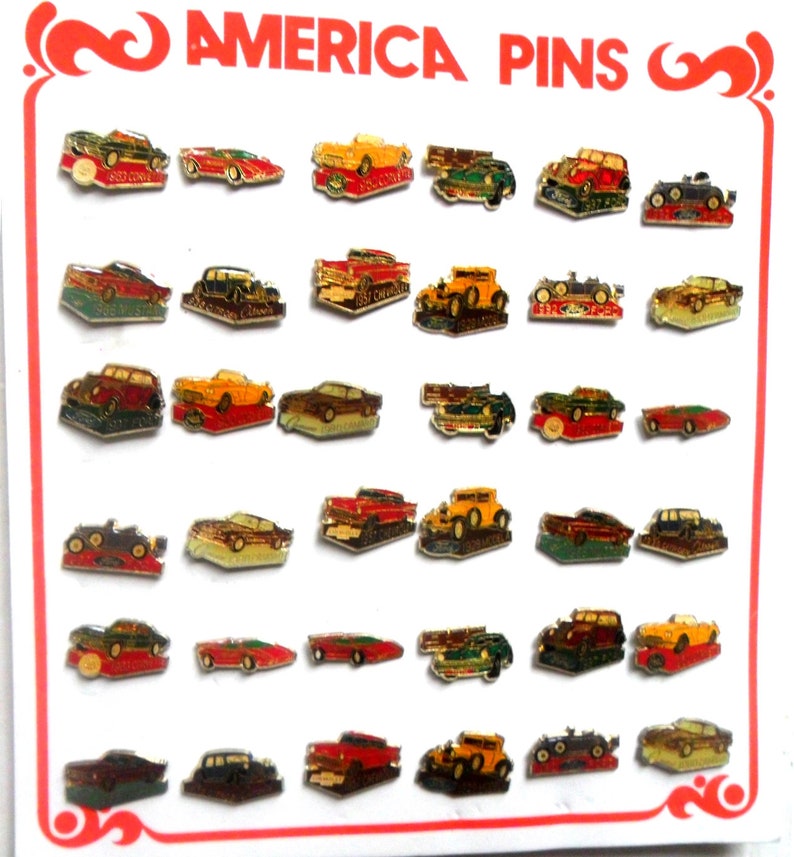 AMERICA PINS Vintage Set of 36 Car Pins Enamels. Set on a Etsy