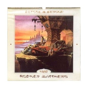 RODNEY MATTHEWS 1987 Before & Beyond Hand Signed vintage fantasy art calendar. Large size in mint conditon.