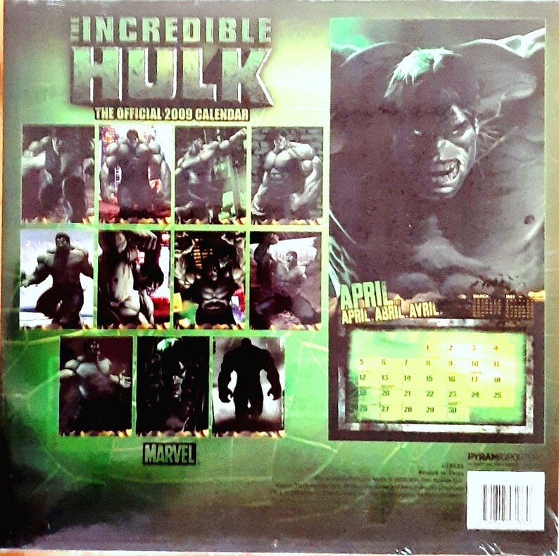 Hulk calendar, official with Hologram 3d cover, Printed by Pyramid Posters. Still in original cellophane, unopened. image 3