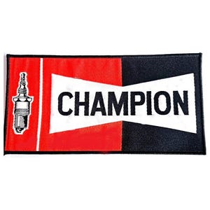 Champion patch:  spark plug - vintage  sew on woven patch,  motorsport, from the 80's