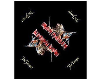 IRON MAIDEN bandana, 'The Trooper' black designed bandana.  Iron Maiden Eddie Mascot.