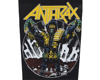 ANTHRAX  backpatch 'Judge Dredd'  printed  back patch,  officiall, 1987 IPC Magazines Ltd.