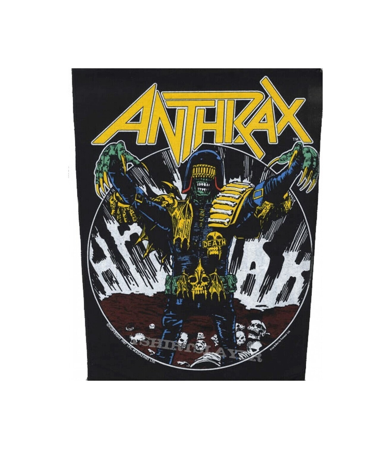 ANTHRAX Backpatch 'judge Dredd' Printed Back Patch, Officiall