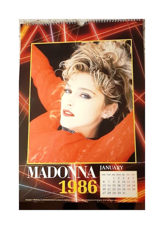 マドンナ　カレンダーポスター マドンナ 1986年カレンダー、ライセンス取得済み。日付は2025年