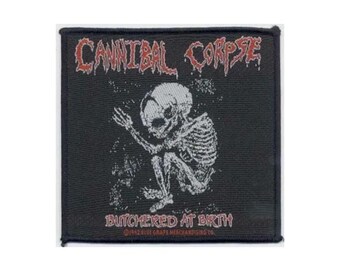 Cannibal Corpse patch: 'Butchered at Birth  vintage woven patch.  Officially licensed '1992 Blue Grape ' , Death Metal band.