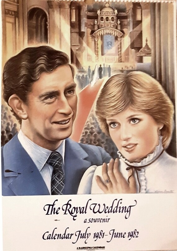 The Royal Wedding Calendar , A Souvenir Calendar July 1981 June 1982. so  Some Dates Match 2021. Charles & Diana Illustrated by Karizzma - Etsy