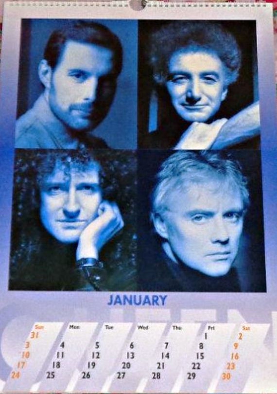 Queen 2021/1993 Calendar Official . Dates Match 2021. Freddie Mercury Brian  May John Deacon Roger Taylor British Rockers - Etsy
