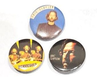 Eric Clapton x 3  button badges. English rock and blues guitarist, One of the most successful and influential guitarists in rock music.