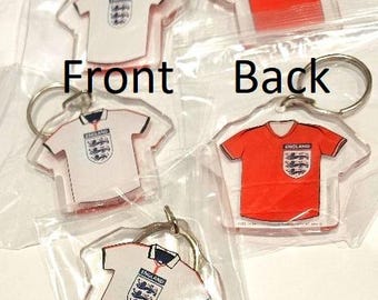 Job Lot x 5  England keyrings, double sided, England home and away football kit, Three lions design. (c) and TM The Football Association Ltd