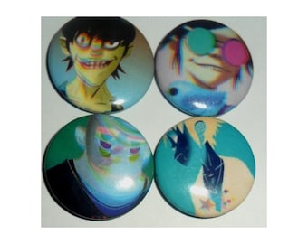 Gorillaz badge pack   x 4 button badges / pins.