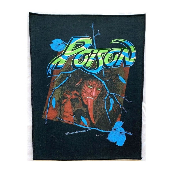 POISON backpatch   printed  back patch,  official, 'Open Up and Say Ahh!'.   Vintage 1988 original backpatch