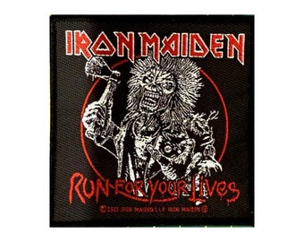 Patch: IRON MAIDEN 'Run for you Lives'   woven sew on licensed patch