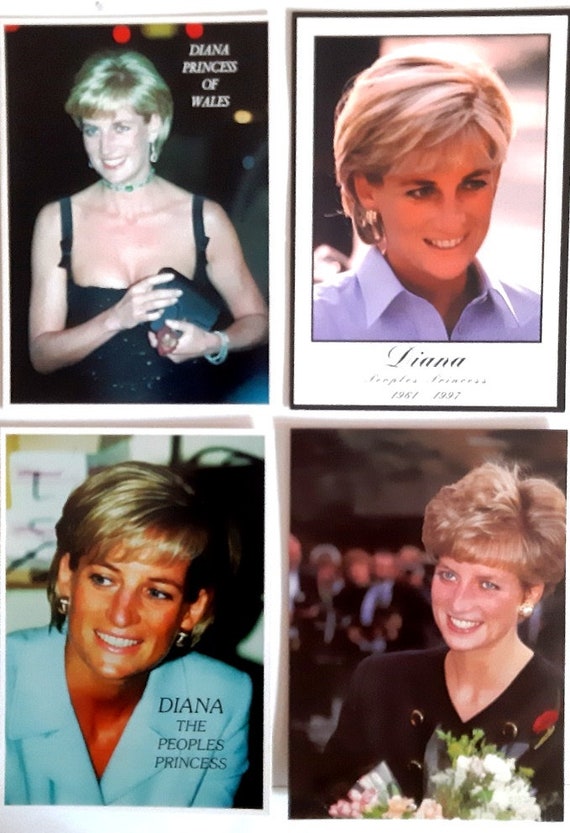 Postcards Diana Princess of Wales. Set of 4 Postcards of Diana 