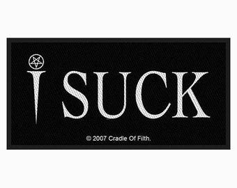 I Suck  woven sew on licensed patch.  (c) 2007 Cradle of Filth.