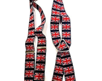 Union Jack braces suspenders, British Flag, Unisex braces, party wear, outings, festivals, etc..