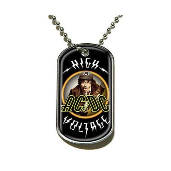 ACDC High Voltage Logo Black Dog Tag Chain Album Cover Official Pendant
