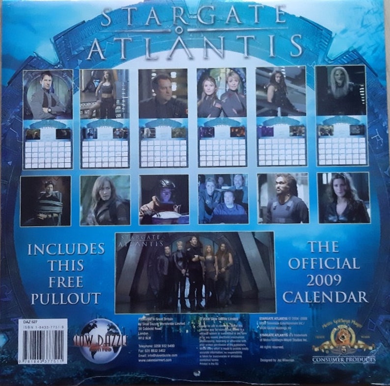 Stargate Atlantis 2009 calendar. New and sealed, Official. Sci fi calendar image 2