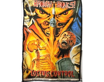 Broken Bones! 'Losing Control' printed  back patch, officially licensed 1990 Popworld Promotions, rare vintage backpatch, English punk band