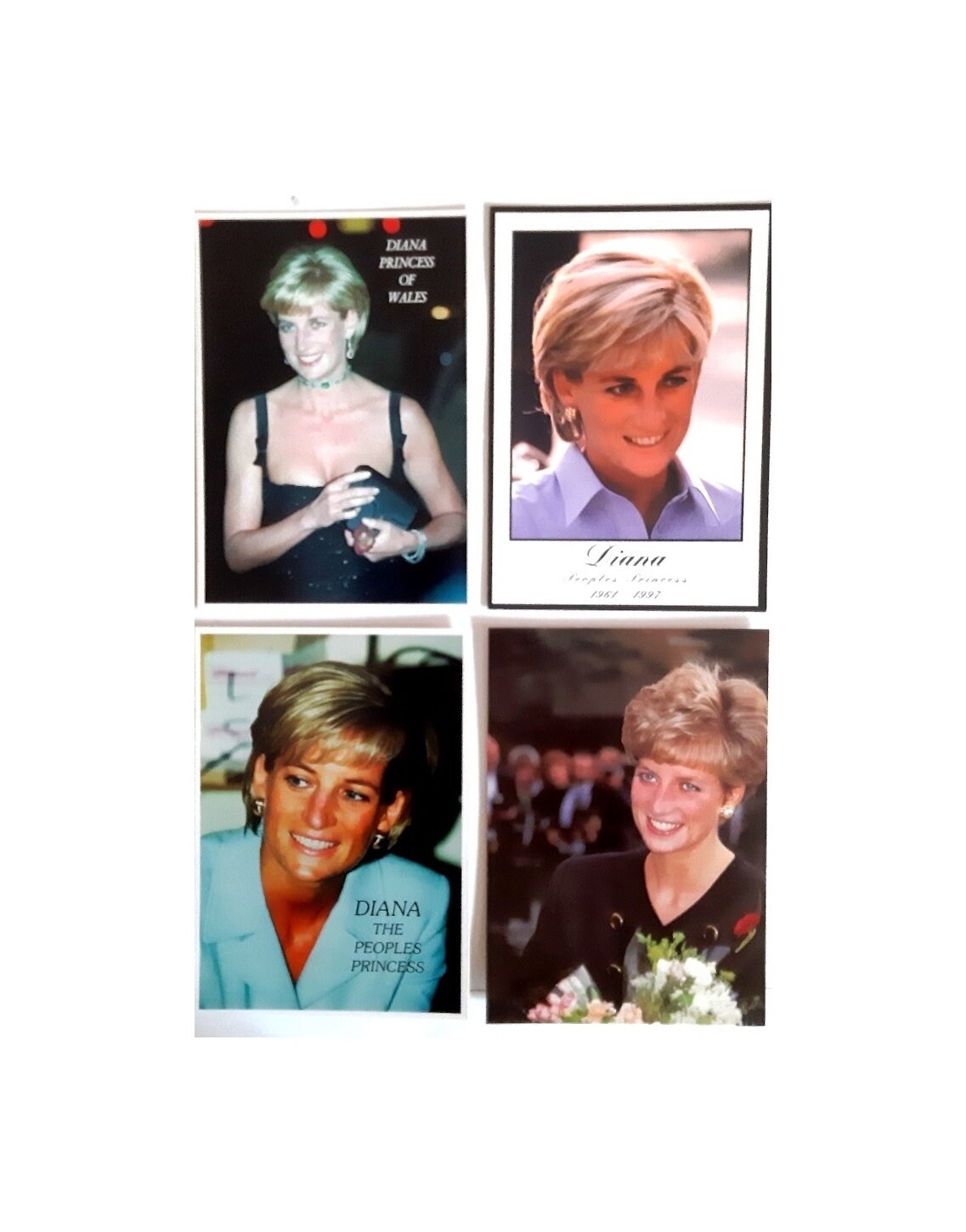 Postcards Diana Princess of Wales. Set of 4 Postcards of Diana 