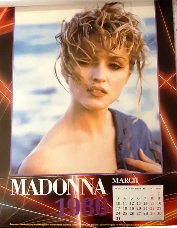 マドンナ 1986年カレンダー、ライセンス取得済み。日付は2025年