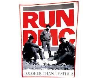 Run DMC 'Tougher Than Leather' 1988 printed  back patch,  officially licensed,