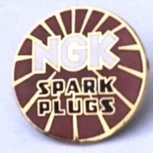 NGK Spark Plugs 1980s vintage  enamel car pin