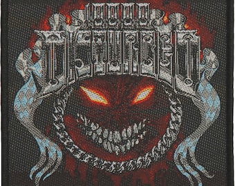 Patch: Disturbed Chrome smile woven cloth patch.  Licensed