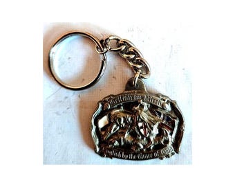 British by Birth, English by the Grace of God keyring, fine pewter. Made in the USA. Copyright 1993 Tanside England by The Dragon Collection