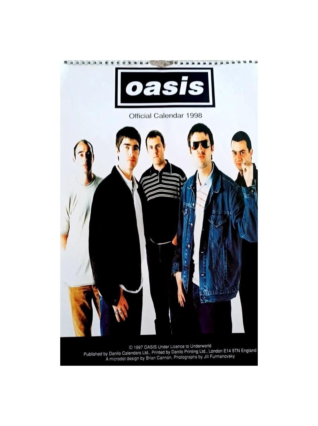 1998 Oasis Calendar. Dates Match 2026 Large Photos Noel Liam