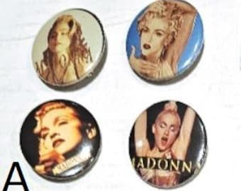 Madonna badge pack  x 4  button badges / pins. You choose: Set A ,  Madonna posing