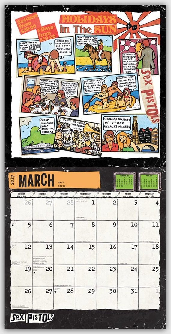 Sex Pistols 2017/2023 Calendar. Official. Dates Match 2023