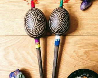 Shipibo Icaros Rattle | Hand-carved Gourd Rattle | Shamanic Rattle | Shipibo Maraca | Shipibo Rattle | Healing Rattle | Medium