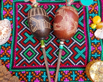 Hand-carved Gourd Rattle | Shamanic Rattle | Maraca | Shipibo Art | Shamanic Tools | Medium | Serpent