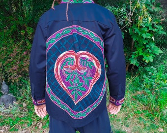 Dark Navy Shipibo Ayahuasca Shirt | Size Medium | Sacred Shipibo | Shipibo Shirt | Ayahuasca Ceremony Clothing