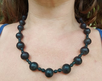 Black Round Beaded Necklace | Shipibo Necklace | Mama Rosa | Protection Necklace | Necklace for Grounding