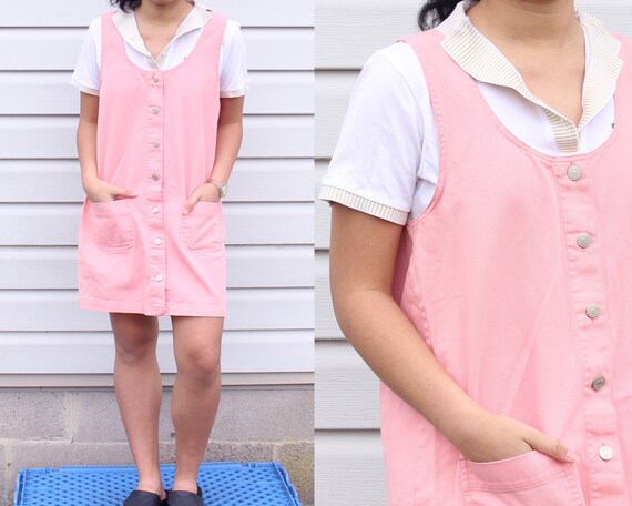 pink overall dress