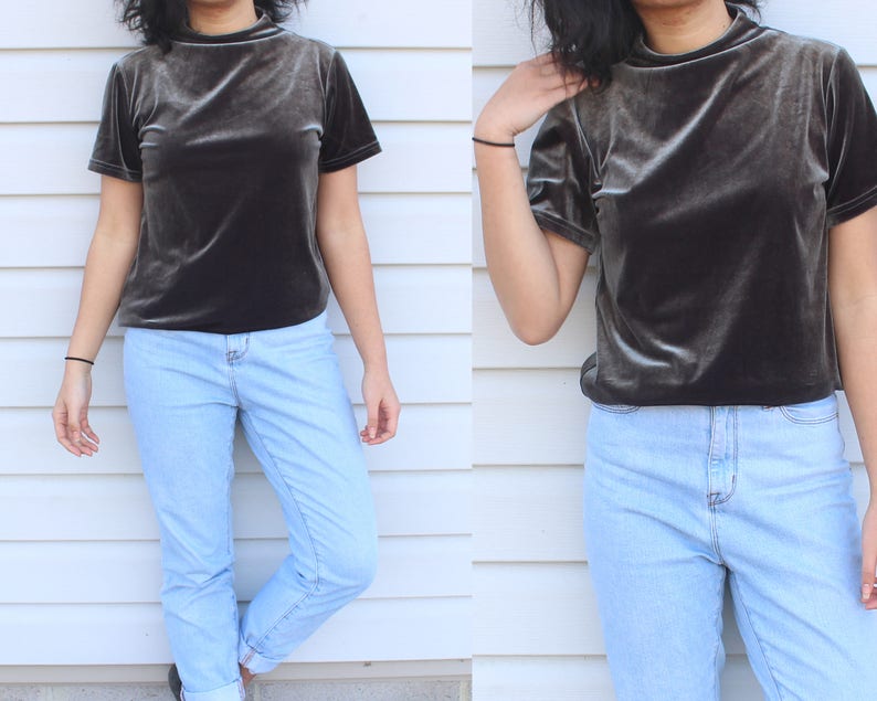 velvet mock neck top